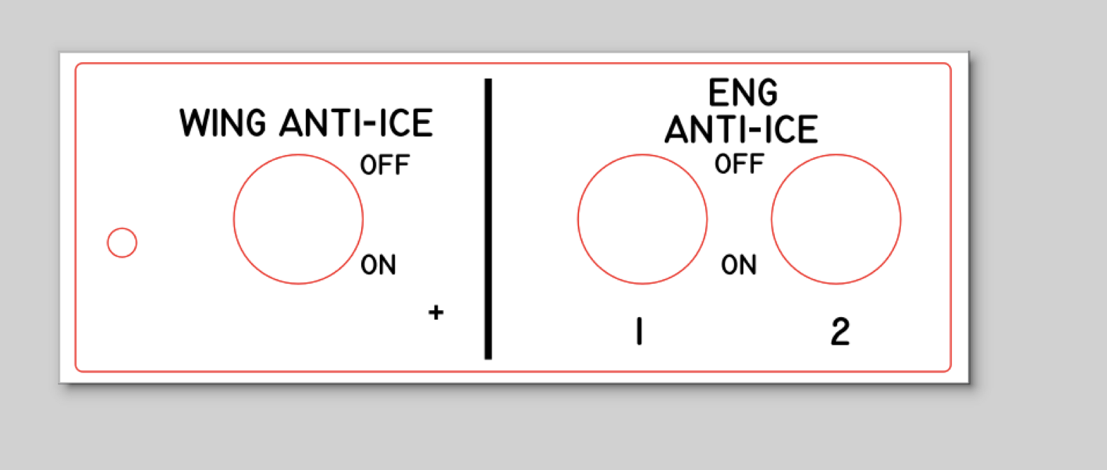 Vector face of the anti ice panel showing wing anti ice and engine anti ice labels with off and on positions