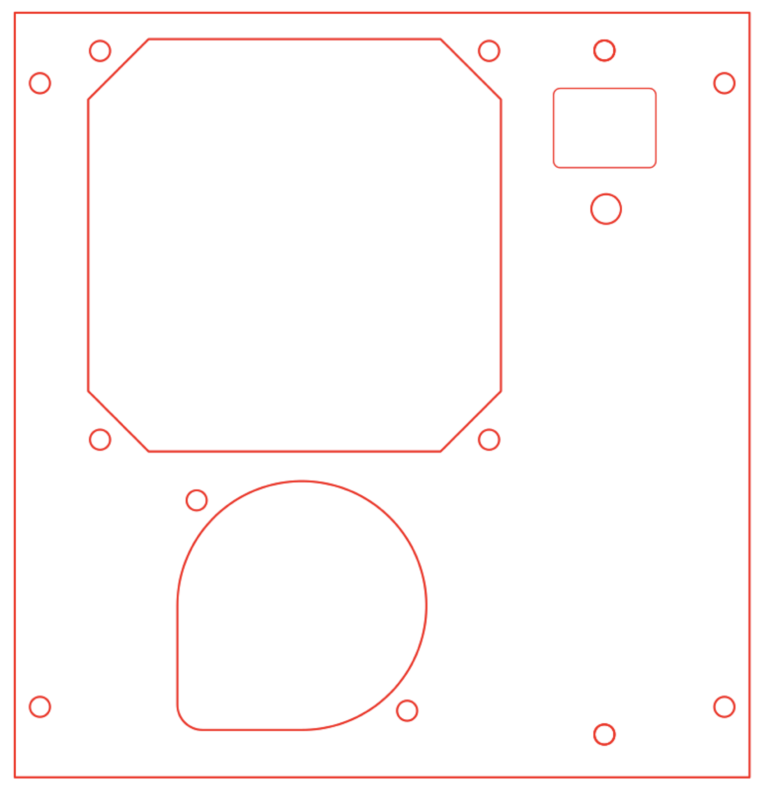Laser cut vector design for the companion overhead plate with square and rounded cutouts