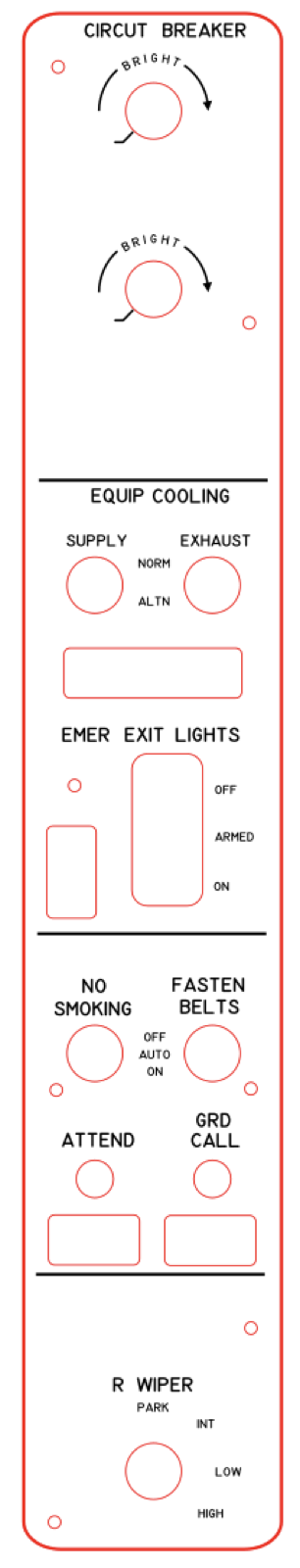 Laser cut vector design for the center overhead face with labeled sections