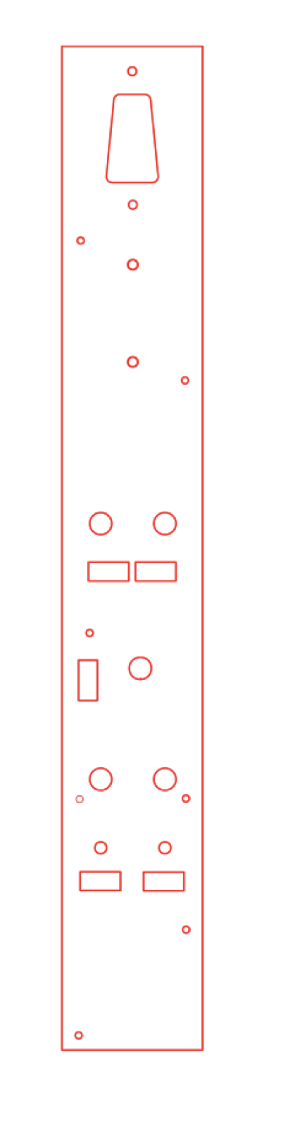 Laser cut vector design for the matching back plate with round and rectangular cutouts