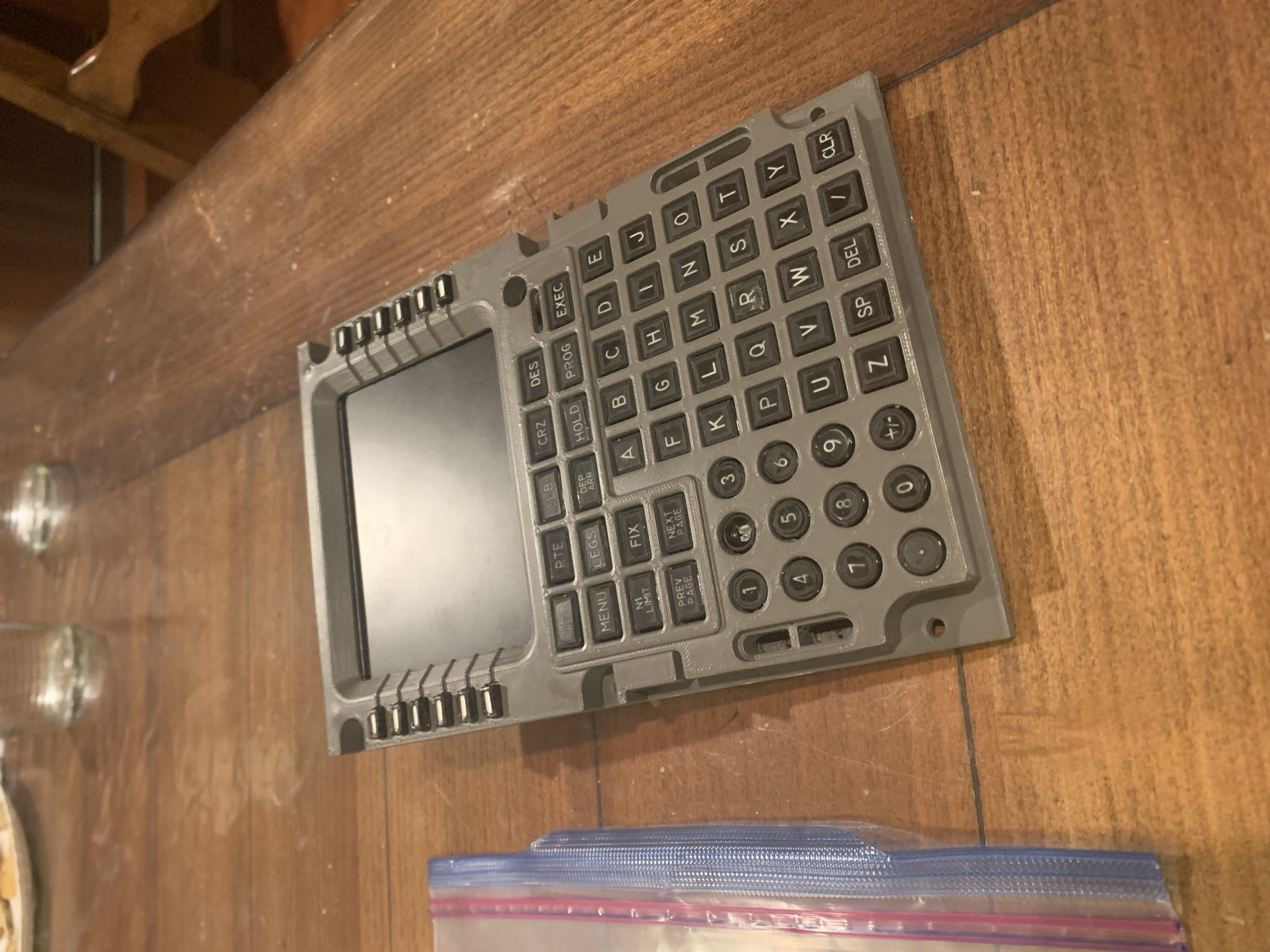 Angled view of the assembled FMC keypad and its labeled keys