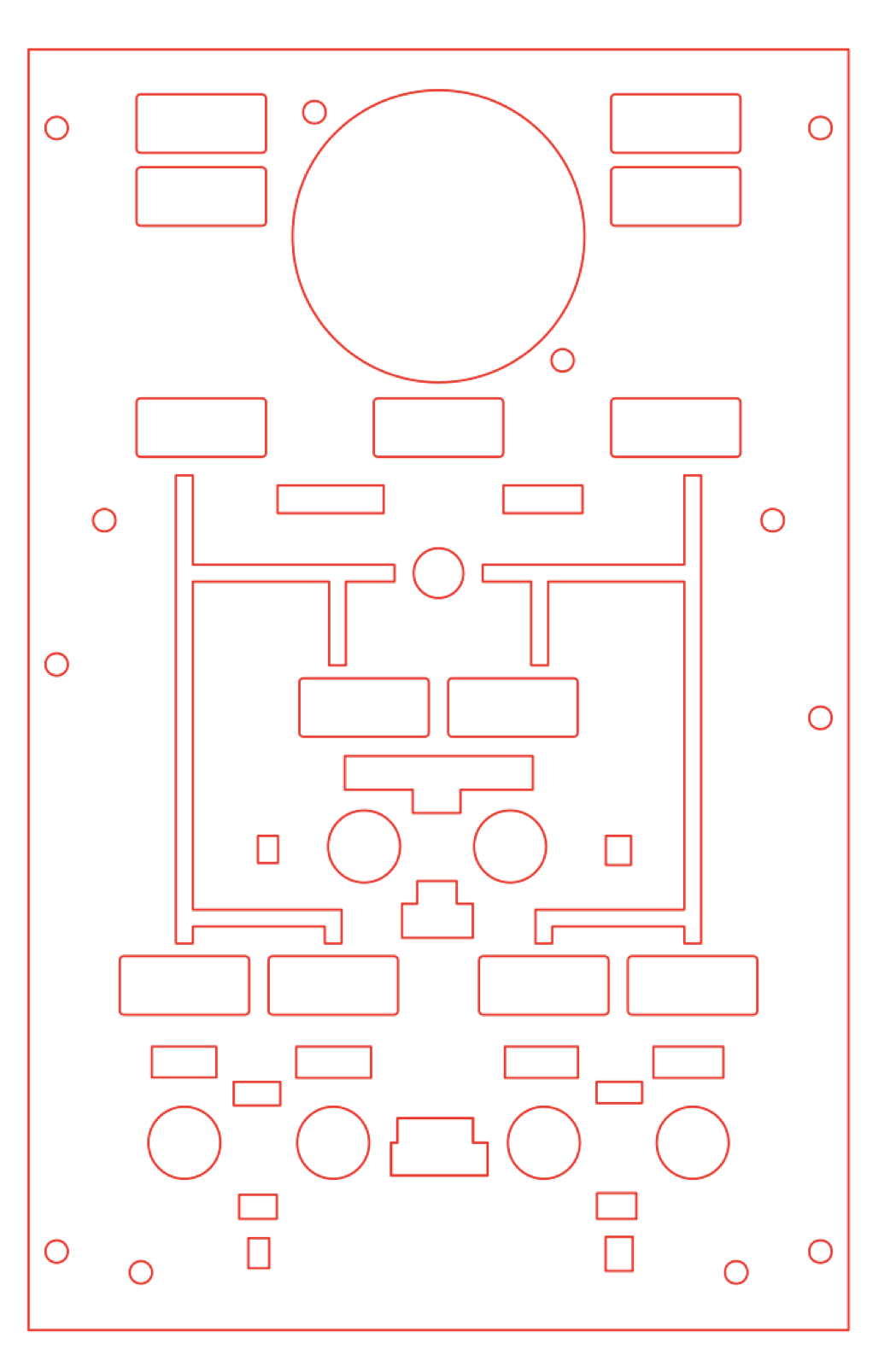 Fuel pump overhead panel cut outline with switch and light openings