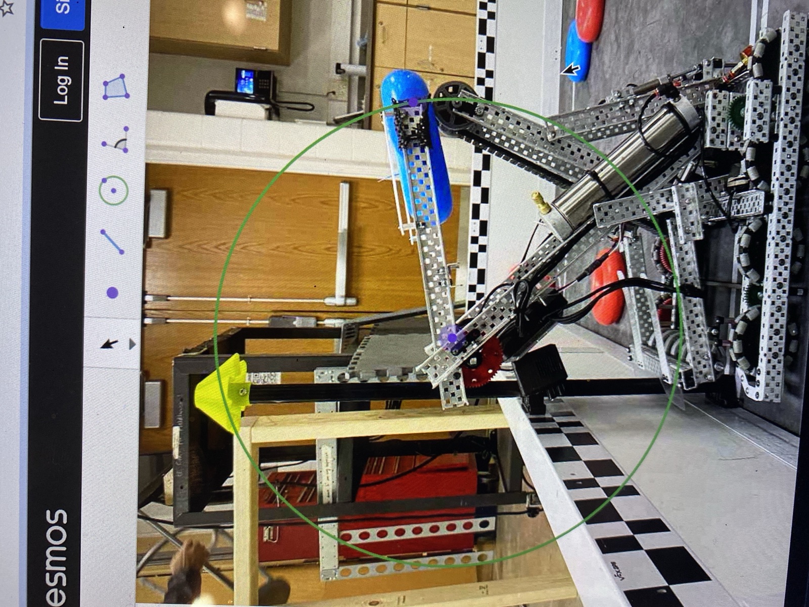 Close view of the arm structure and mounting
