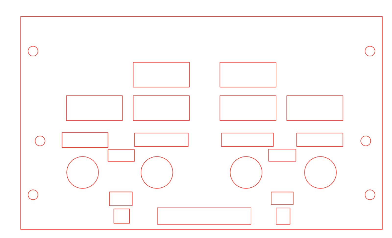 Hydraulic panel cut outline showing switch and light openings
