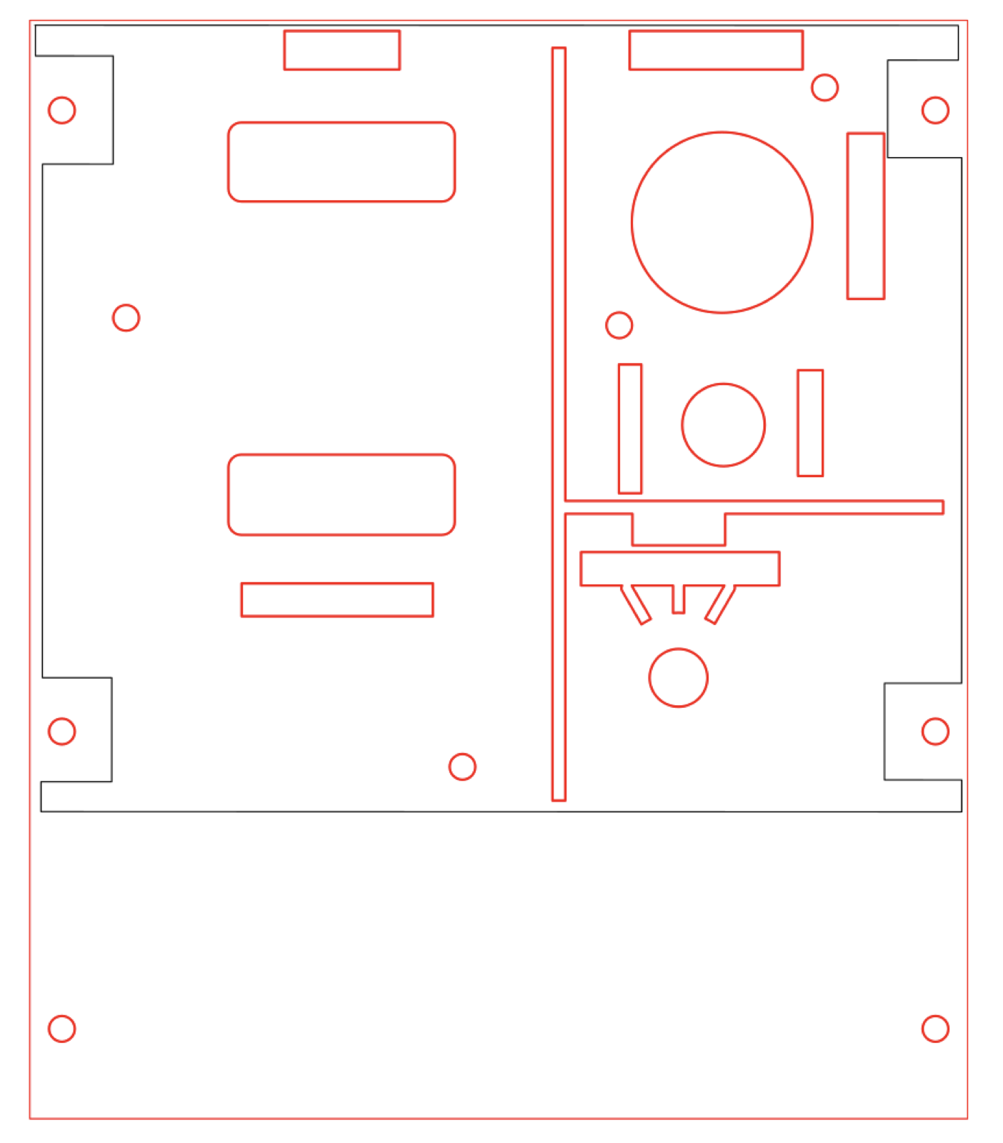 Land altitude panel cut outline showing window and knob openings