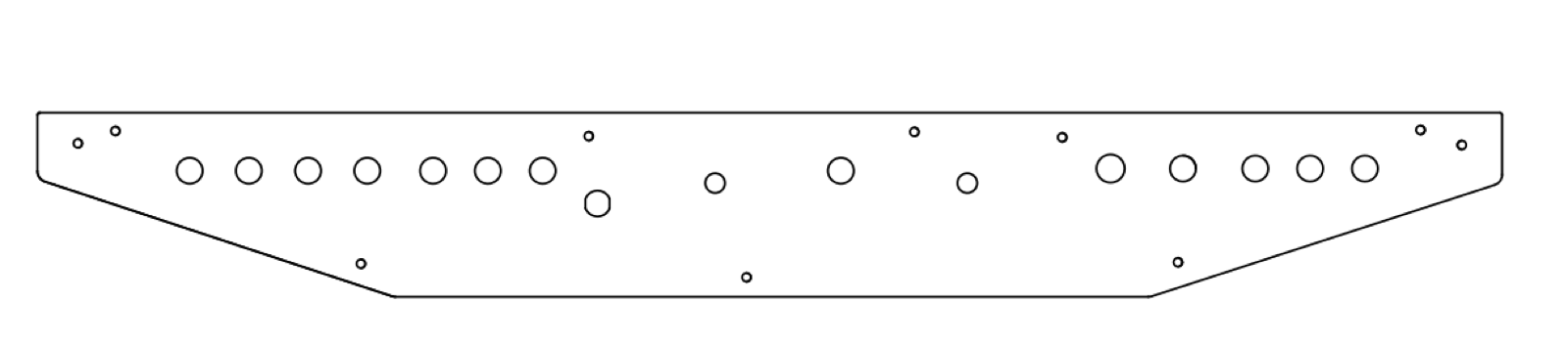 Laser cut vector outline of the overhead panel showing switch holes and mounting holes
