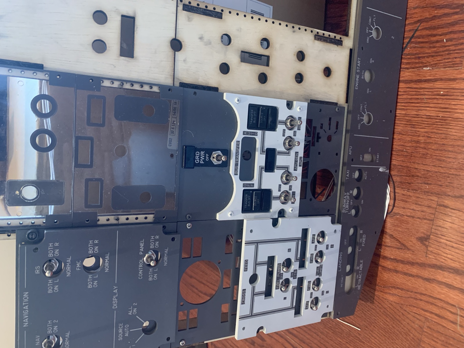 Navigation panel installed next to the other overhead panels