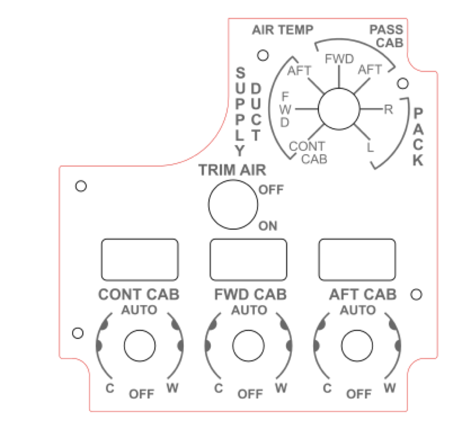 Air temperature panel laser cut vector layout with labels