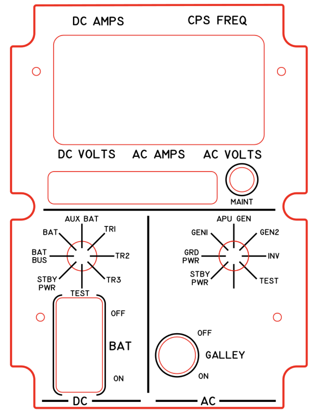 Electrical panel laser cut vector layout with DC and AC sections