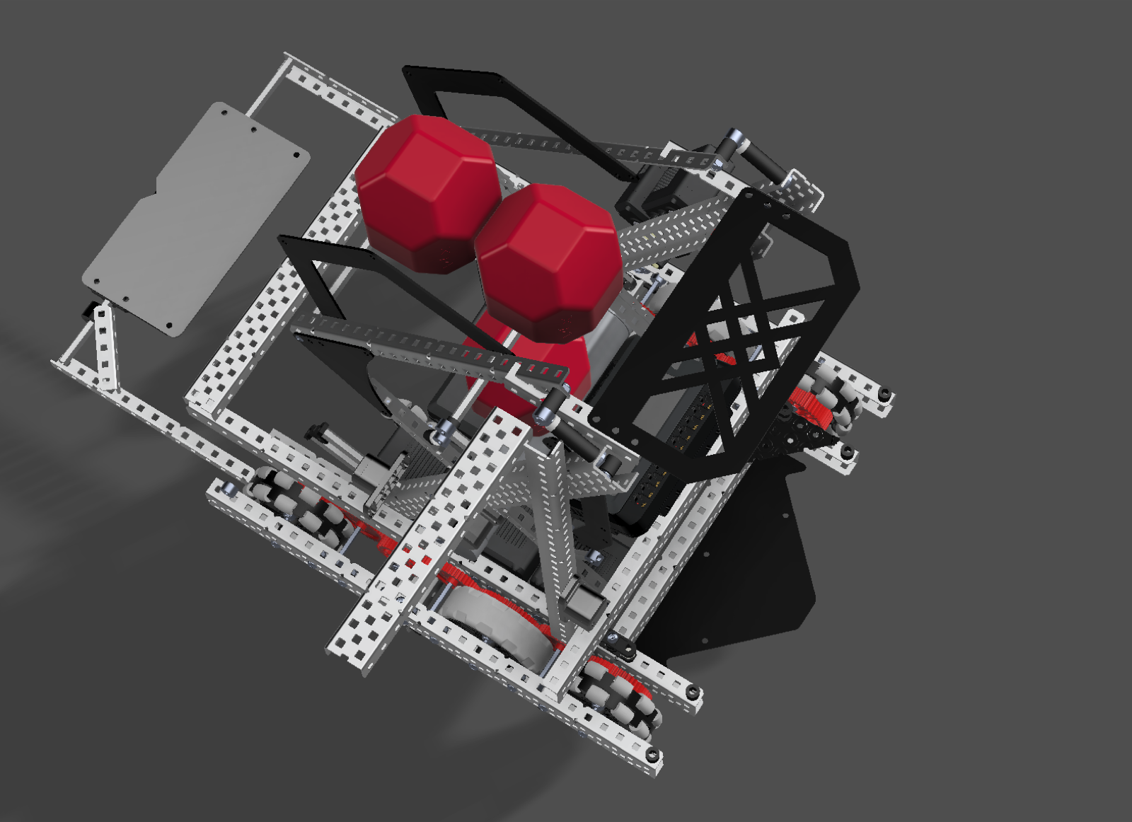 Fourth CAD view of the robot detailing the frame and mechanisms