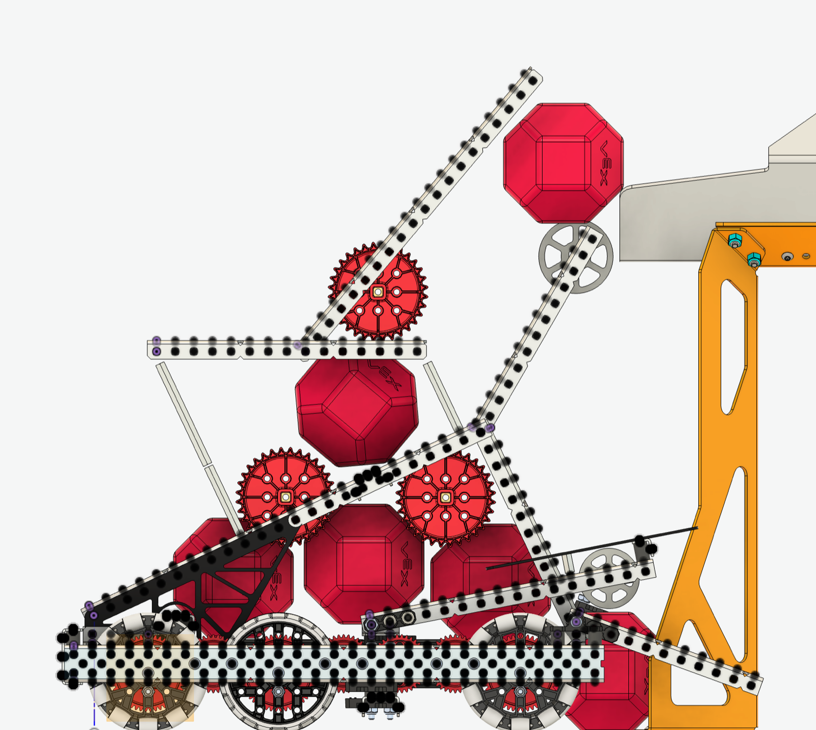 CAD side view of the scoring path and intake