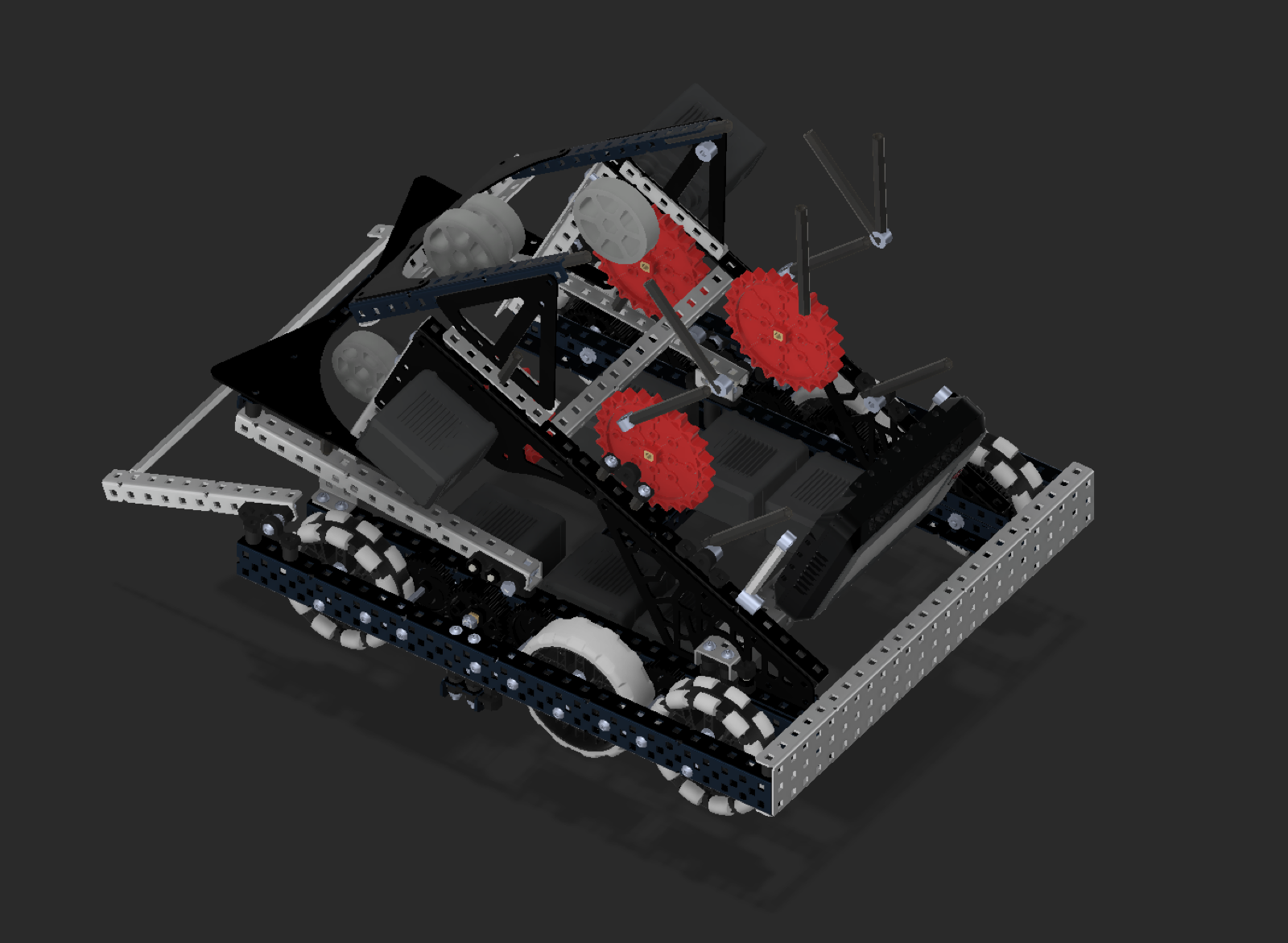 CAD detail of the drivetrain and intake components
