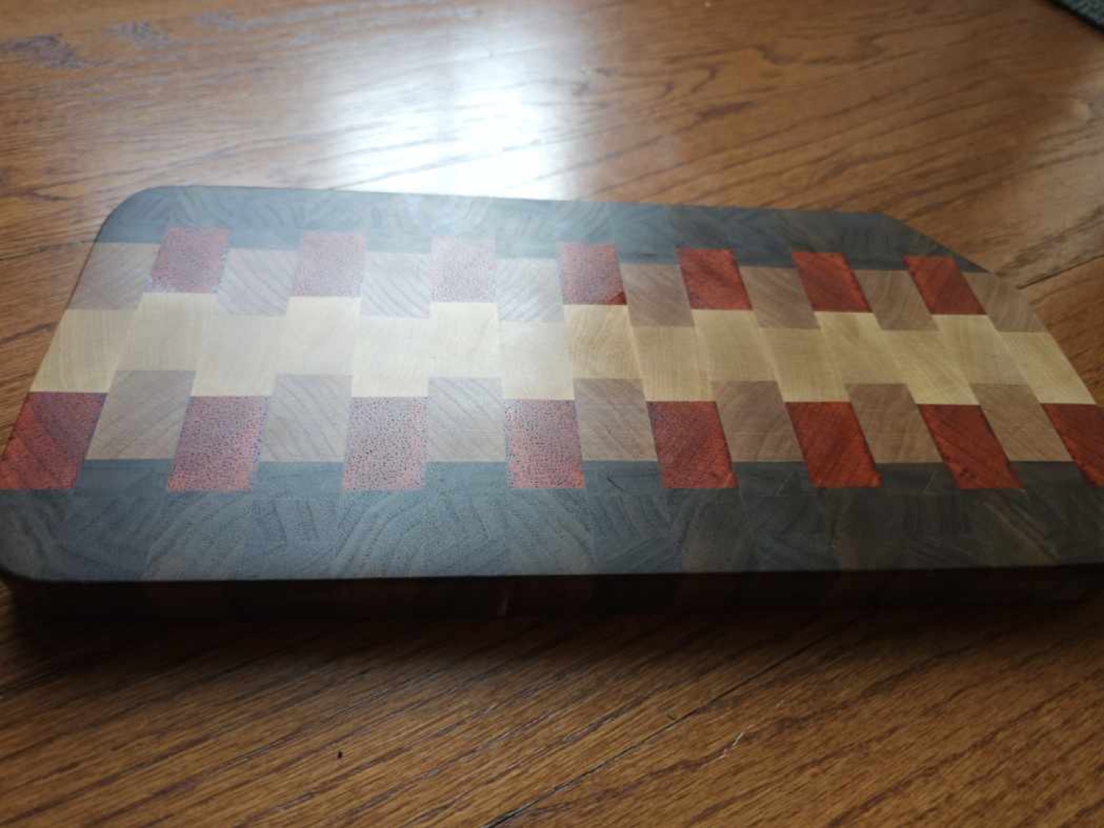 Angled view of the brick pattern board