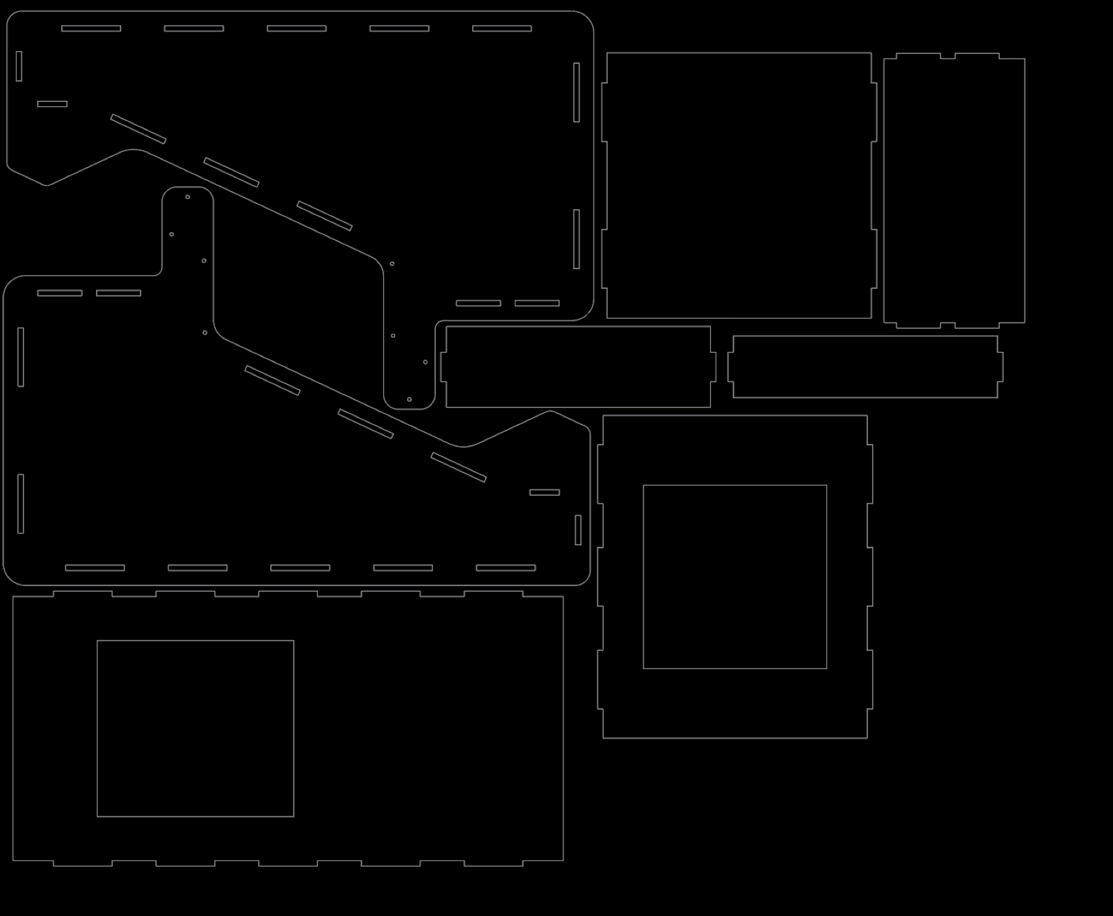 Flat pattern of every cabinet panel laid out for the laser cutter