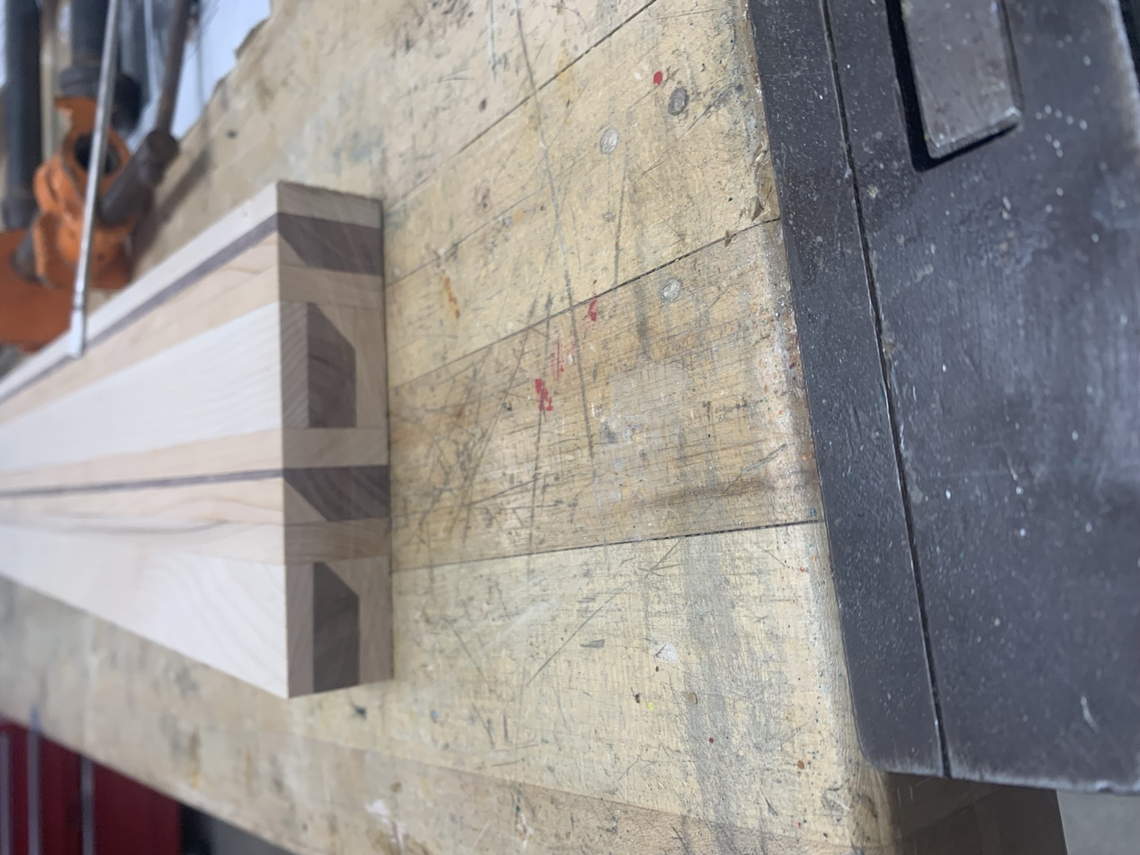 Board during flattening and sanding